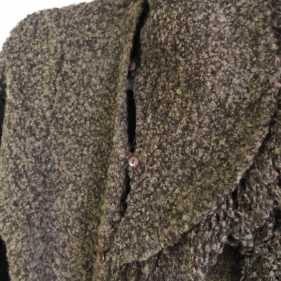 Duster Brown Knit Wool Removable Collar Detailing - Picture 14 of 15
